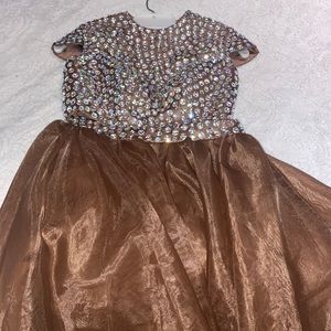 Mocha two-piece prom dress, size 3/5